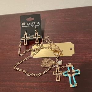 New Cross Necklace & Earrings Set NWT